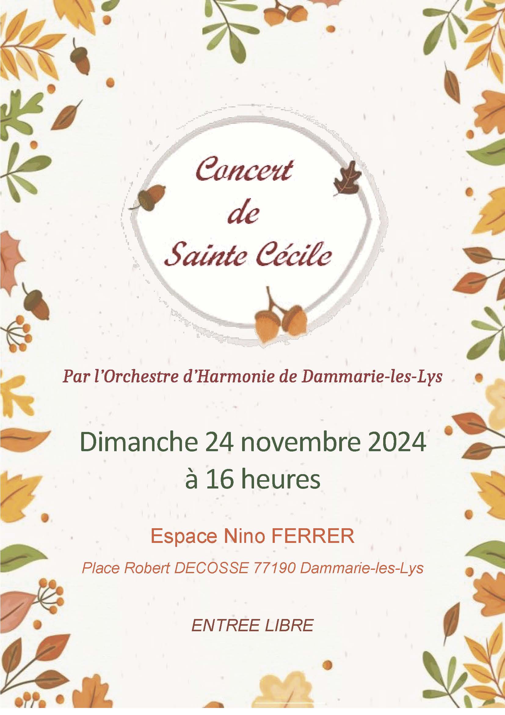 Concert de la Sainte Cécile : dimanche 24 novembre 2024